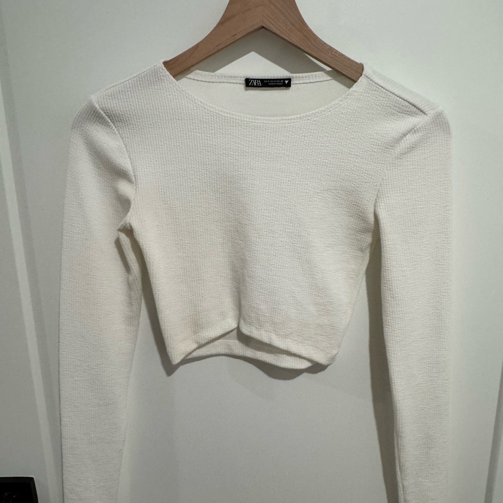 Zara White Textured Women's Top
